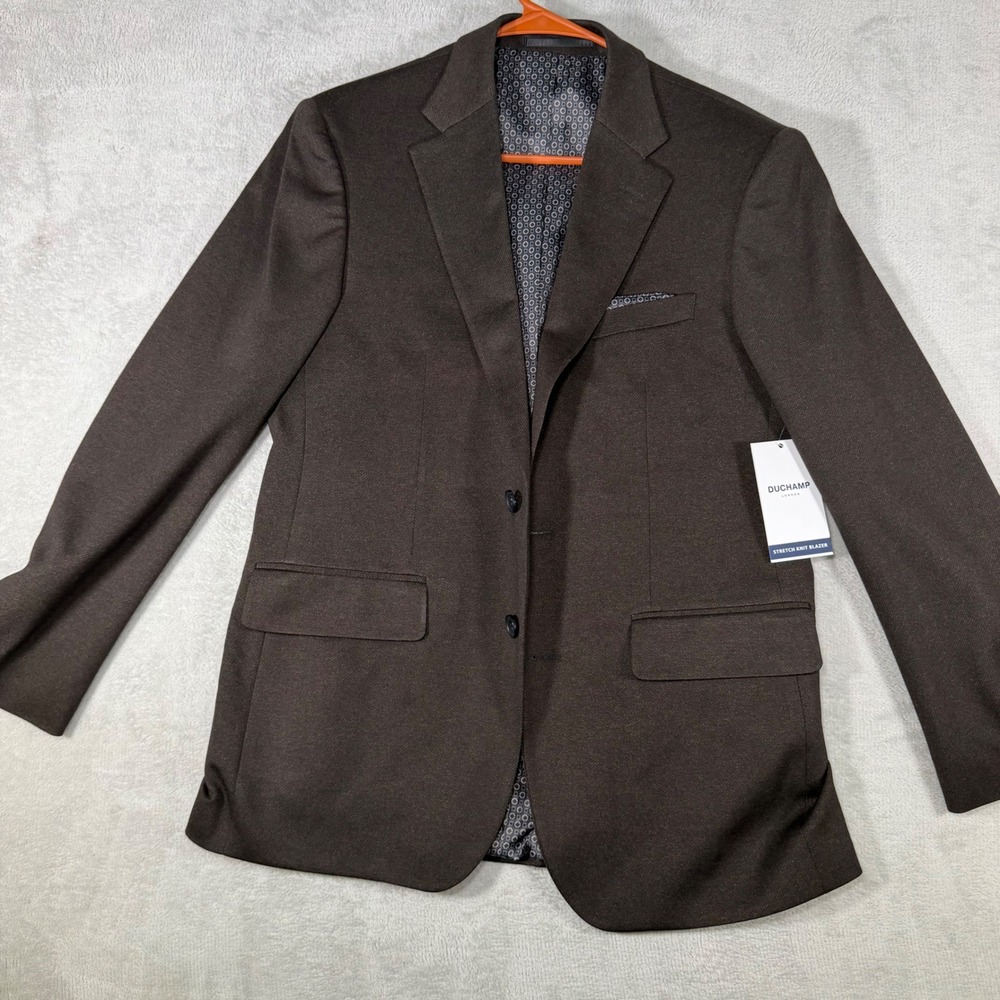 Duchamp London Brown Textured Stretch‎ Knit Blazer Sportcoat Slim Fit 40R New